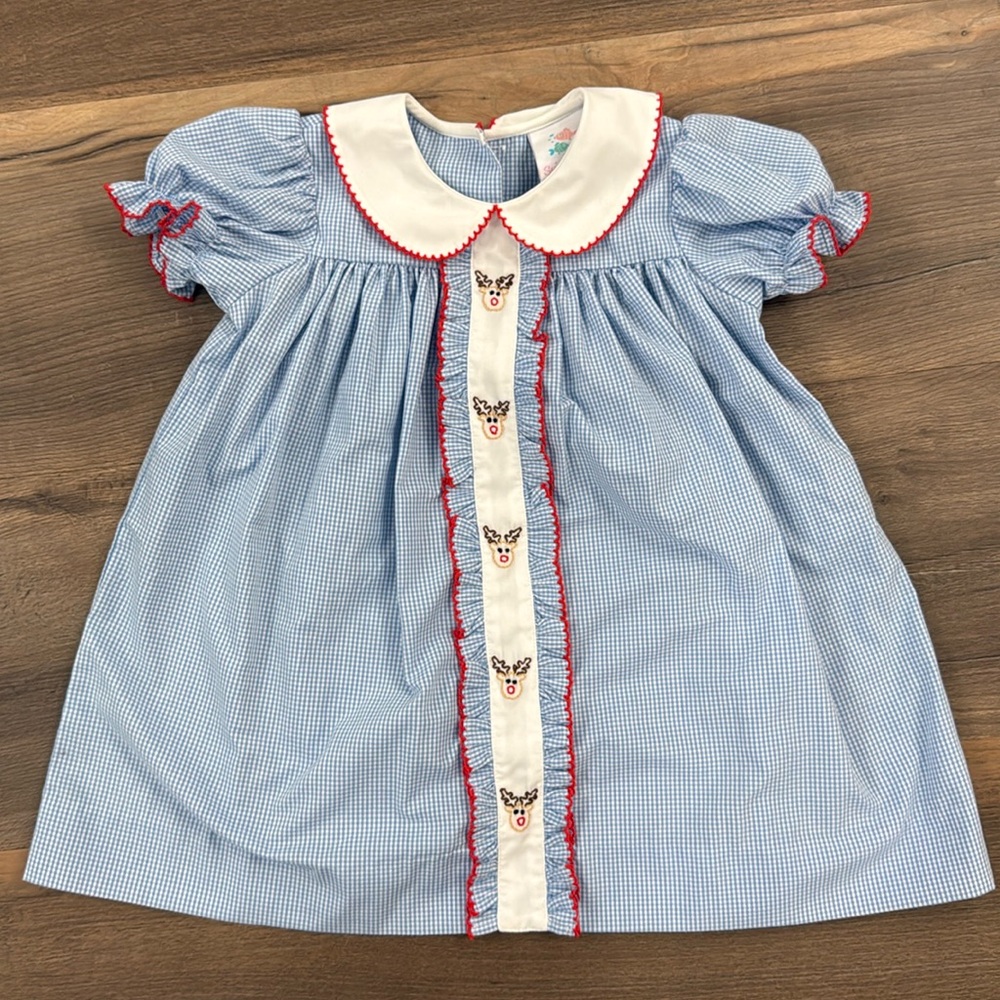 Embroidered Rudolph Collared Dress